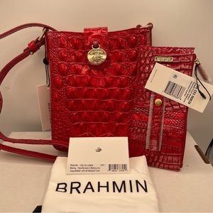 Brahmin Marley Crossbody Bag in Heartbreaker with matching credit card wallet
